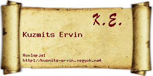 Kuzmits Ervin névjegykártya