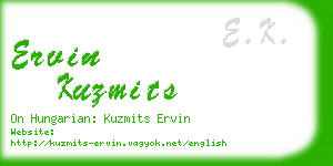 ervin kuzmits business card